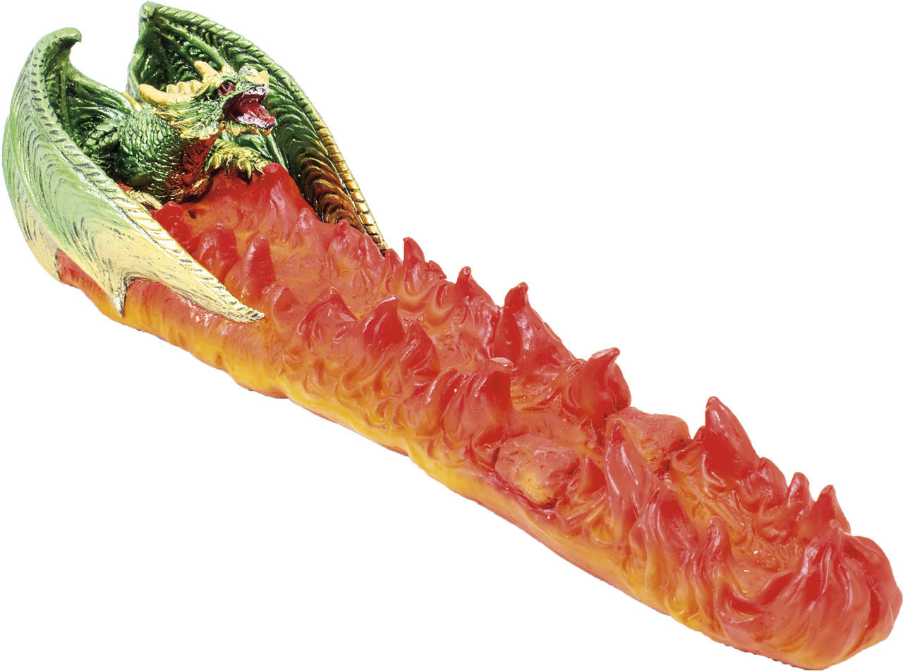  GREEN DRAGON VOLCANO POLYSTONE INCENSE BURNER 