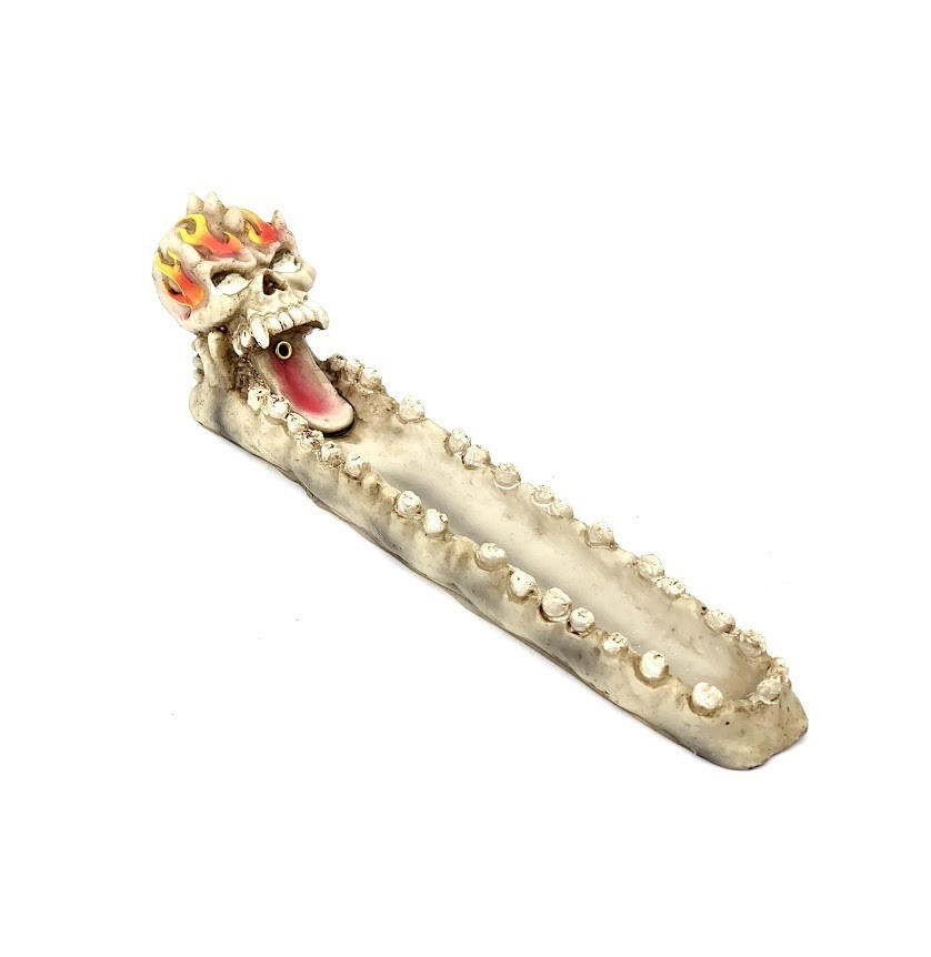  FLAMING SKULL INCENSE STICK HOLDER 11" (BURNER9) 