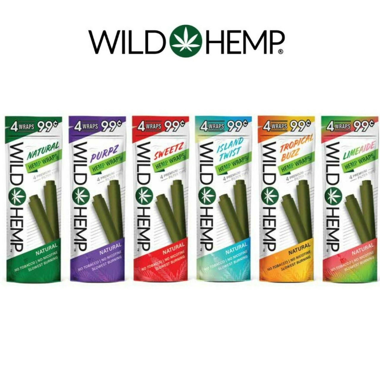  WILD HEMP PREMIUM HEMP WRAPS 20POUCHES DISPLAY 