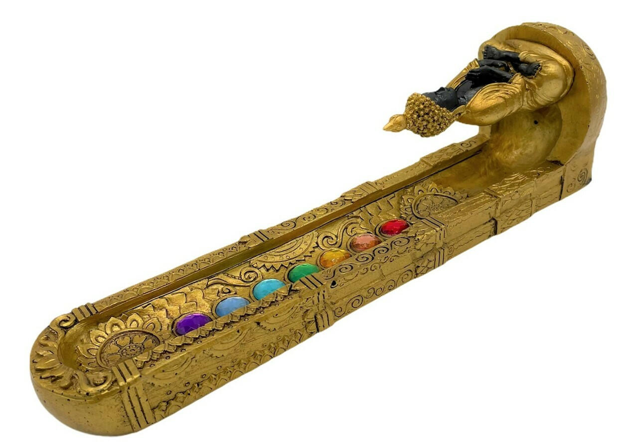  BUDDHA POLYSTONE INCENSE BURNER 9" 