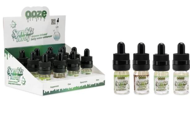  OOZE SPRNKLZ TERPENE INFUSED HERBY BONG WATER ENHANCERS 5ML - DISPLAY OF 12CT 