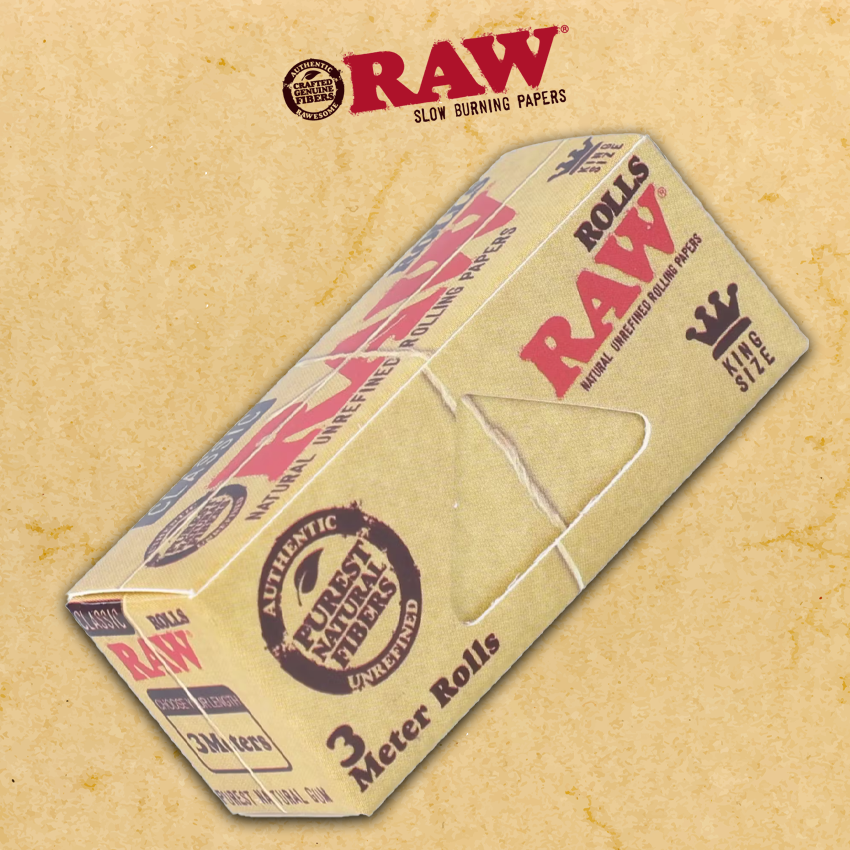 RAW CLASSIC KING SIZE 3 METER PAPER ROLLS - 12CT