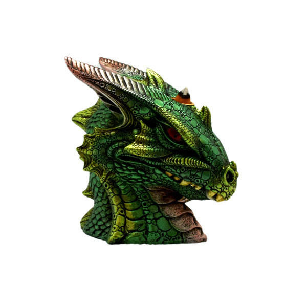  BIG GREEN DRAGON BUST BACK FLOW INCENSE BURNER 