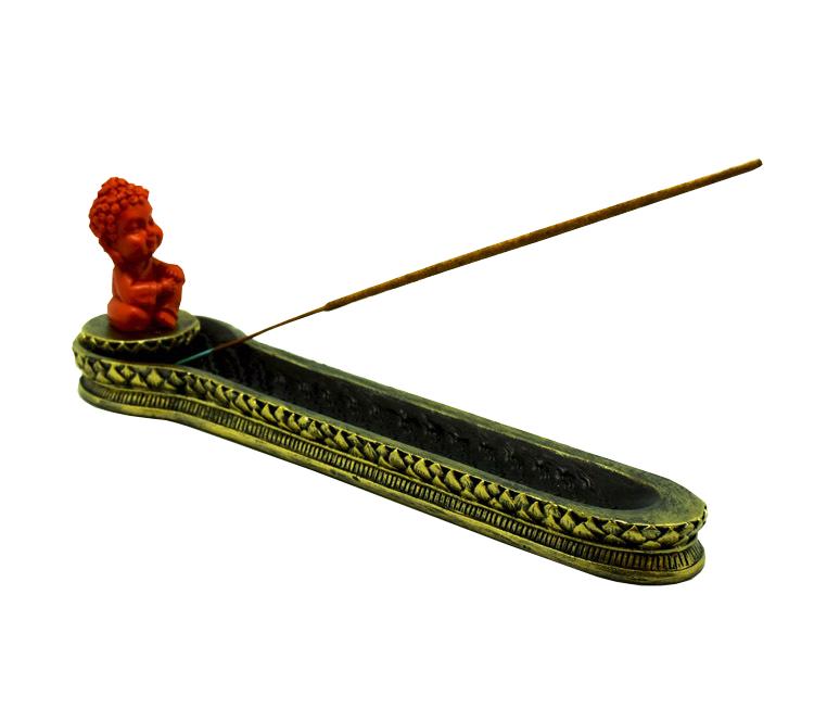  ORANGE BUDDHA INCENSE BURNER 