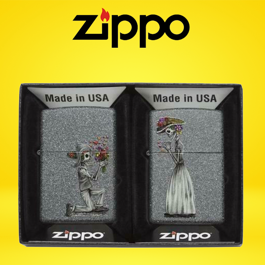 ZIPPO - IRON STONE WEDDING COUPLE DESIGN WINDPROOF LIGHTER - 2/BOX