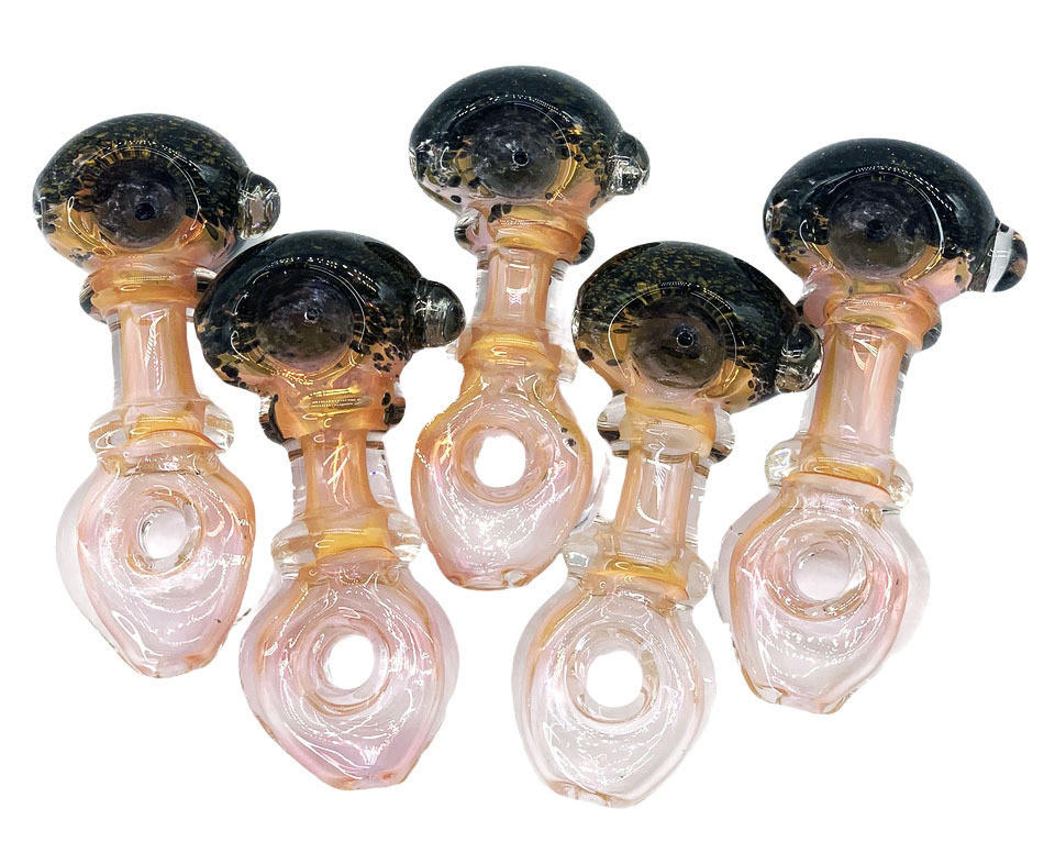  GOLD FUME DOTTED BODY HEAVY HANDPIPE 4.5" - BAG OF 5CT 