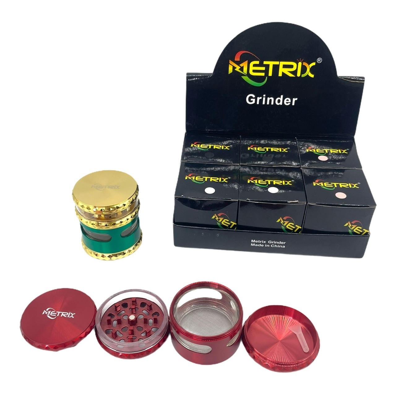 METRIX G-58 63MM 4 LAYERS MIXED COLOR GRINDER - DISPLAY OF 6CT