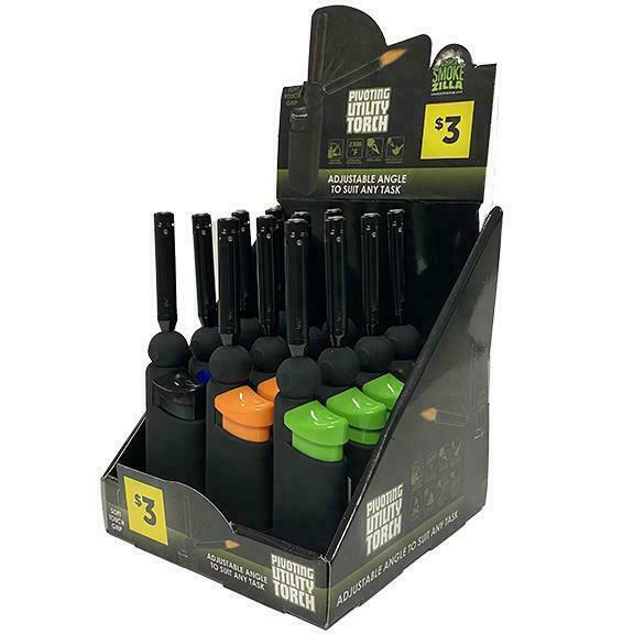 SMOKEZILLA - TORCH PIVOT UTILITY LIGHTER - DISPLAY OF 12CT