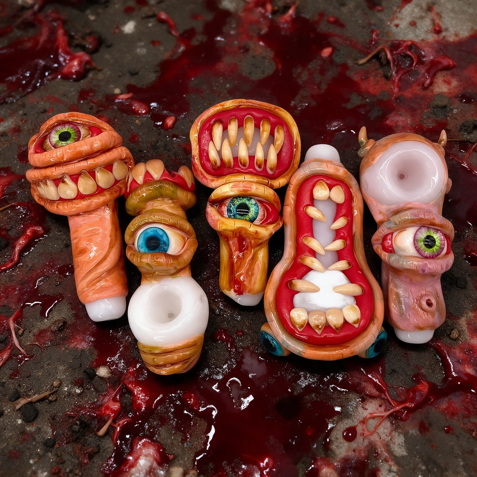 MONSTER EYE and MOUTH SHAPE HANDPIPE 5 BAG OF 5CT HP004700