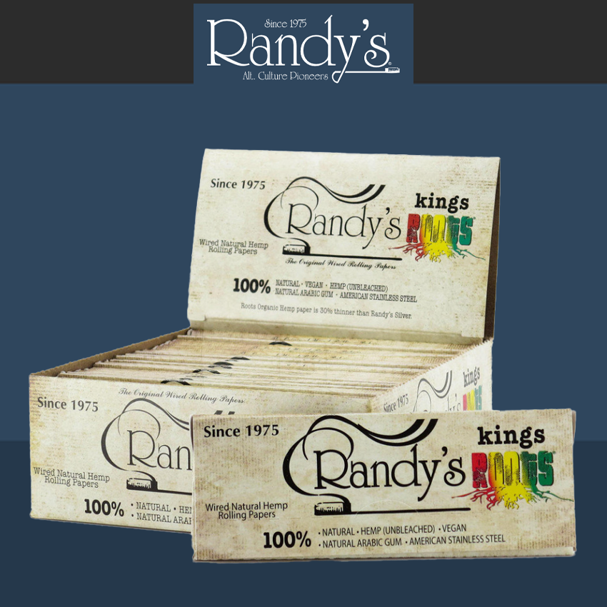 RANDY'S ROOTS KING SIZE PAPERS ORGANIC HEMP 110MM - DISPLAY OF 25CT
