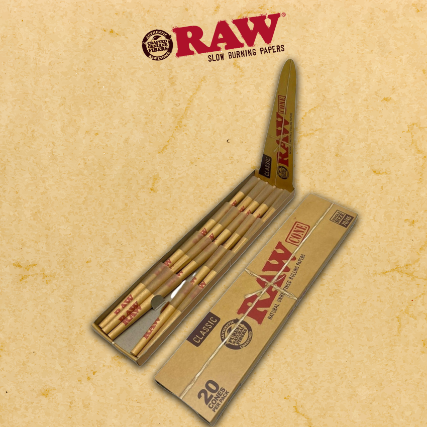 RAW CONES CLASSIC 20-PACK SINGLE SIZE 70/45 - DISPLAY OF 12CT