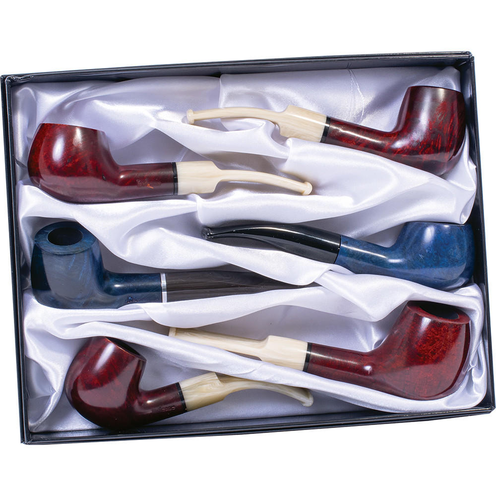  LUCIENNE SHERLOCK BRIAR WOOD PIPE DISPLAY - 6CT 