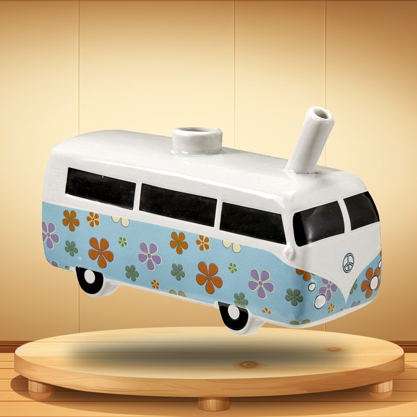 RETRO FLOWER VINTAGE BUS SHAPE CERAMIC HANDPIPE - 1CT