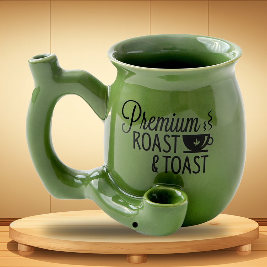 PREMIUM ROAST & TOAST GREEN MUG CERAMIC HANDPIPE - 1CT