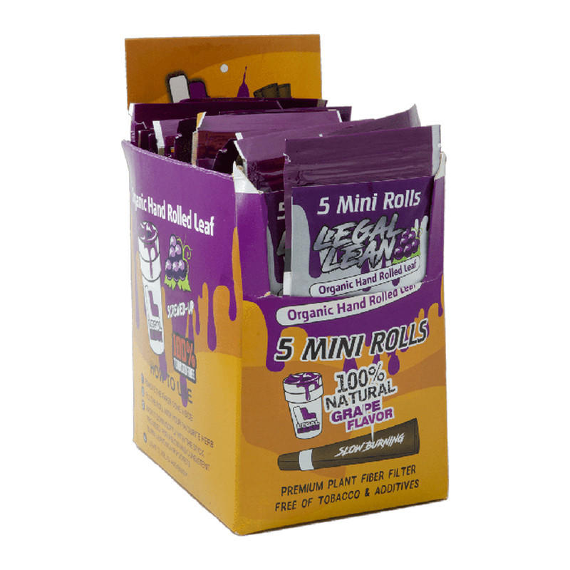 LEGAL LEAN HAND ROLLED LEAF 5 MINI ROLLS DISPLAY GRAPE - 24CT