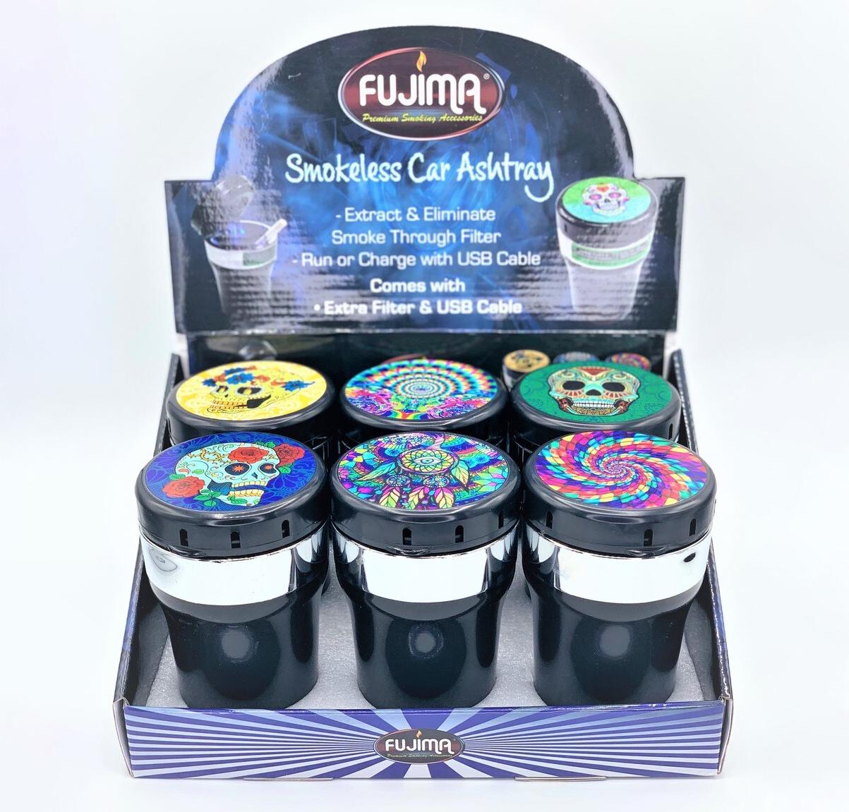  FUJIMA SMOKELESS CAR ASHTRAY WITH USB CHARGER + 1 FILTER - 6CT 