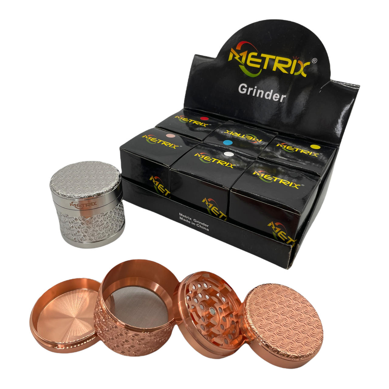 METRIX G-51 ENGRAVED 63MM 4 LAYERS GRINDER - DISPLAY OF 6CT