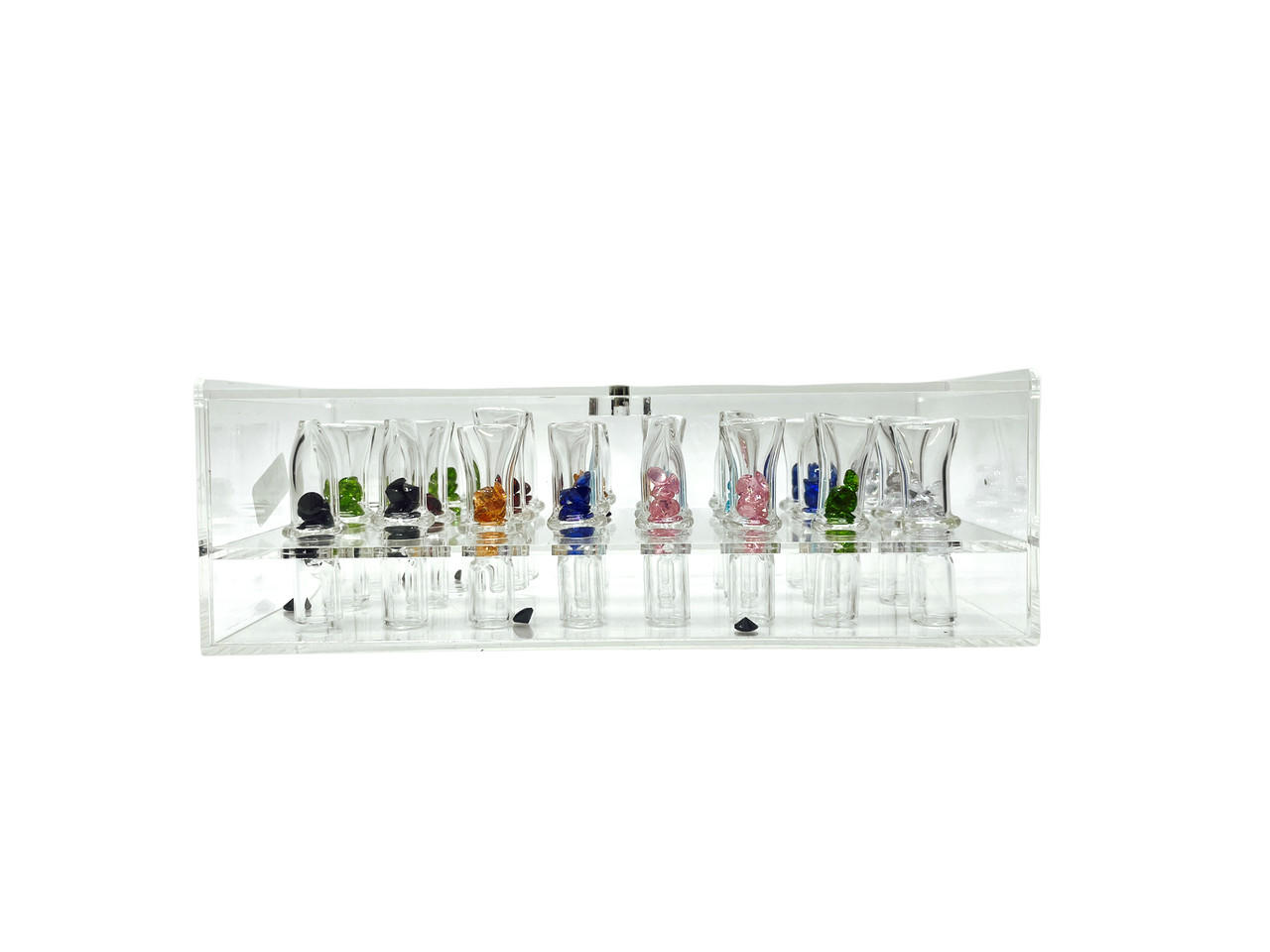 SMALL GLASS CHILLUM DISPLAY WITH COLORFUL DIAMONDS - 24CT
