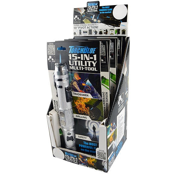 TORCH BLUE - METAL TORCH 15 IN 1 UTILITY MULTI TOOL - 6CT DISPLAY