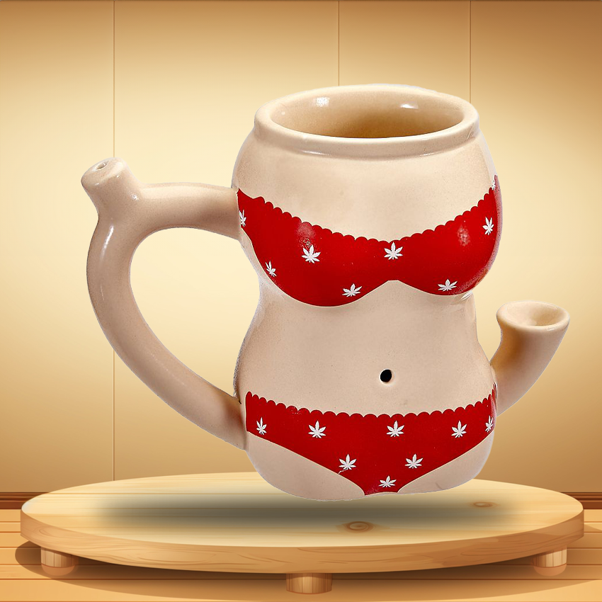 RED BIKINI ROAST and TOAST MUG CERAMIC HANDPIPE - 1CT
