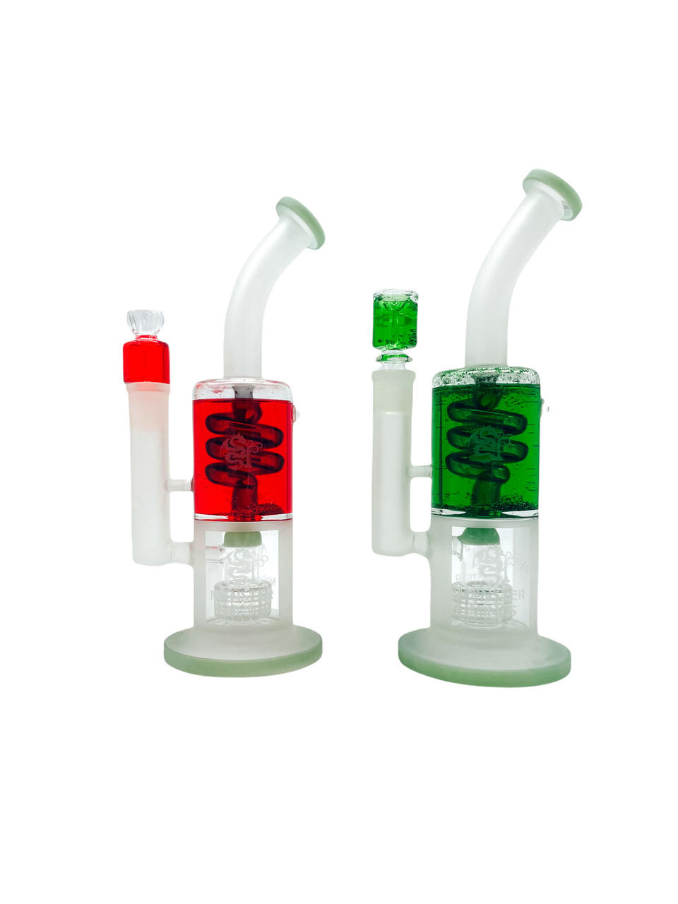 MONSTER MINDS BENT NECK FREEZABLE LARGE COIL WITH DOME PERC WATERPIPE 11 WP100645