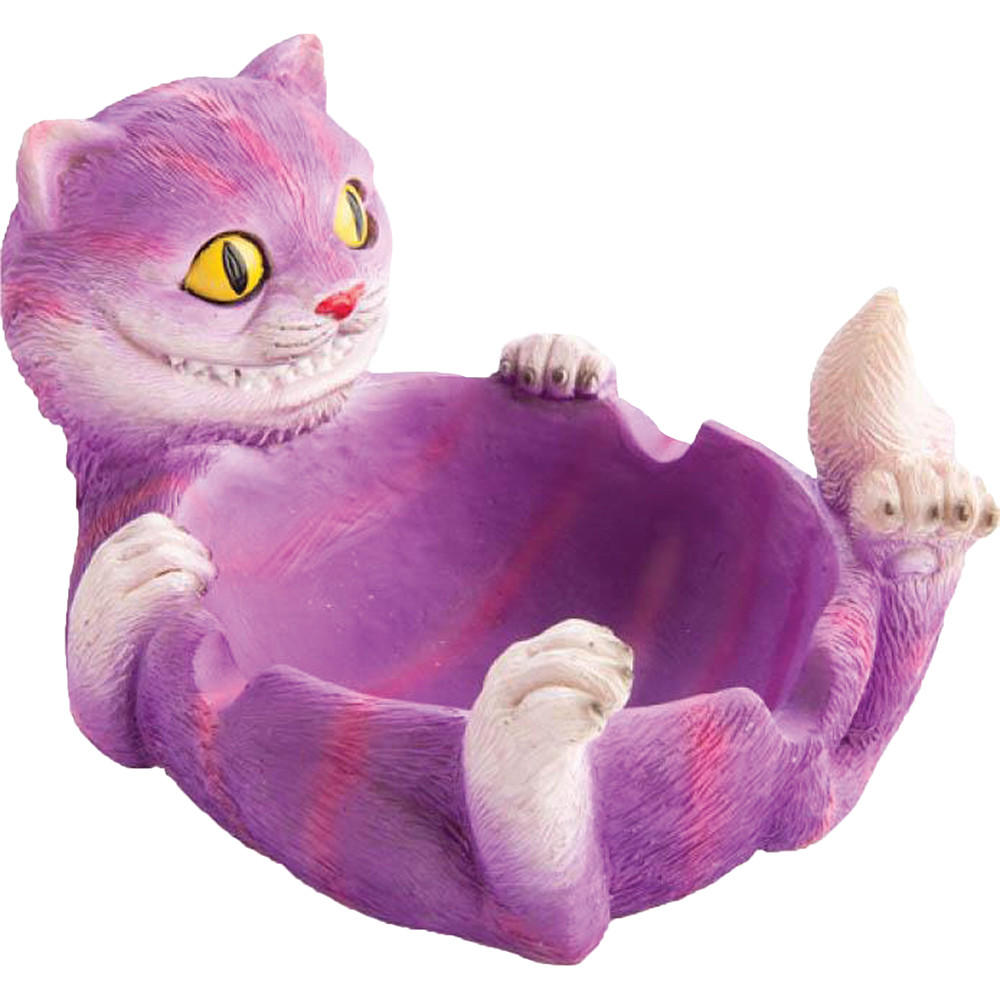 LARGE TRIPPY CAT POLYSTONE ASHTRAY - 1CT