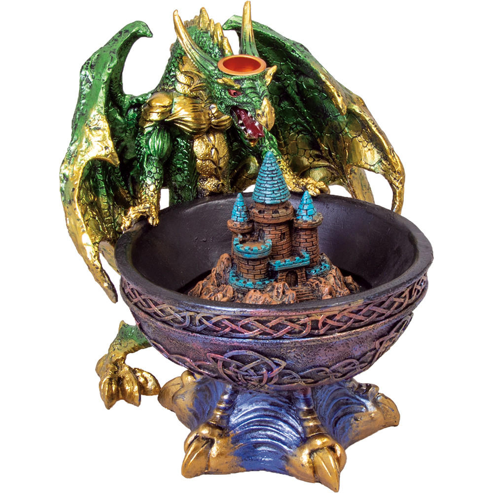 GREEN LARGE DRAGON BACKFLOW CONE BURNER WITH LED IBC19