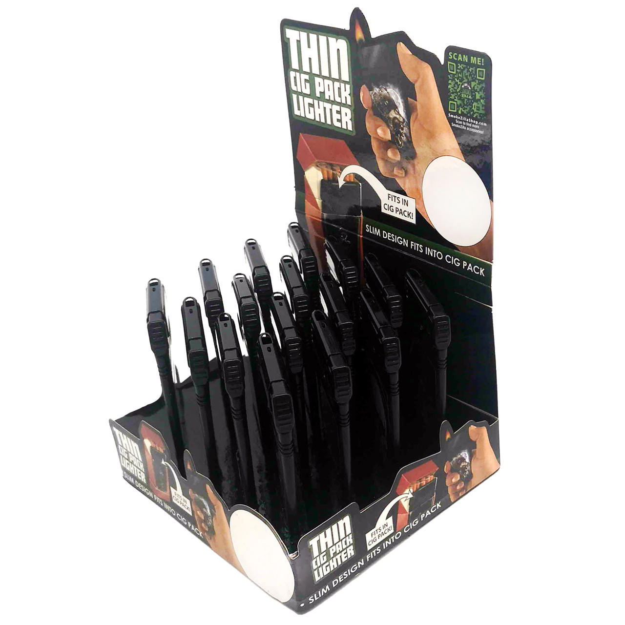 SMOKEZILLA - MIXED DESIGN THIN CIGARETTE PACK LIGHTER - 16CT DISPLAY