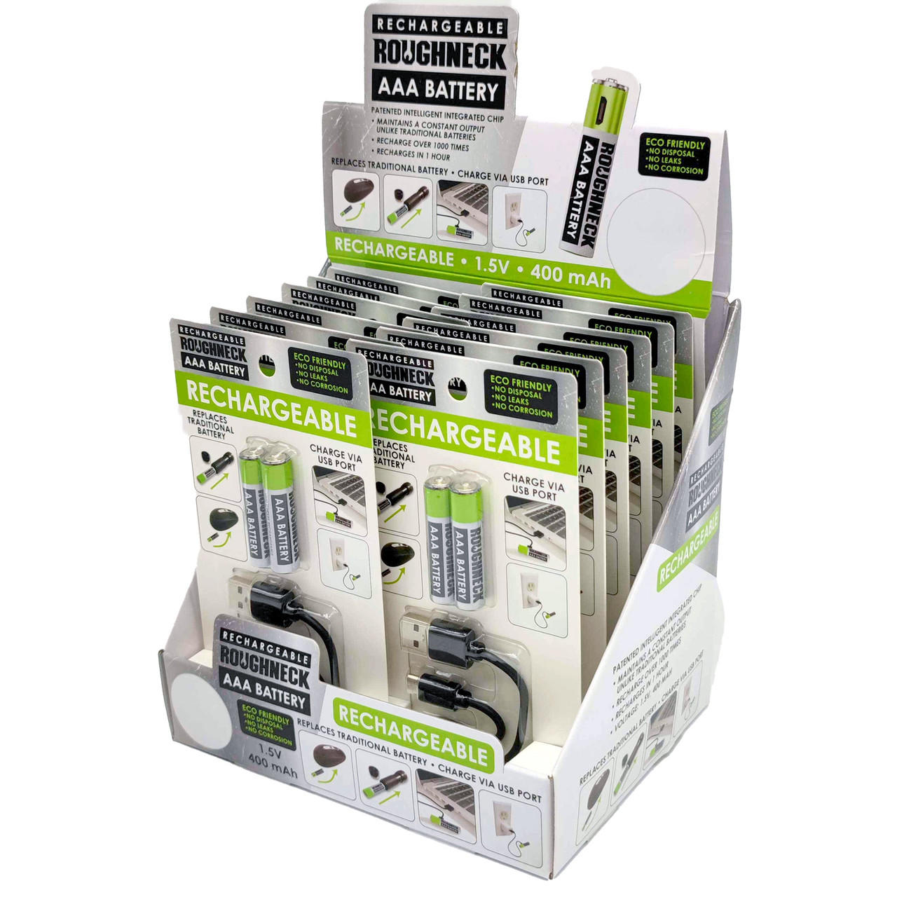 SMOKEZILLA - ROUGHNECK RECHARGEABLE AAA BATTERY - 12CT DISPLAY