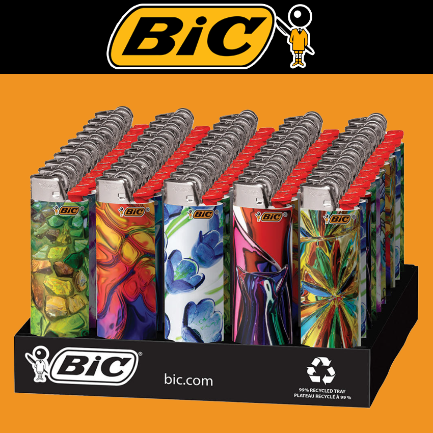 BIC BLOWN GLASS LIGHTER DISPLAY - 50CT