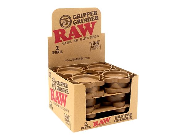 RAW HEMP PLASTIC 2 PIECE GRINDER - 12CT DISPLAY