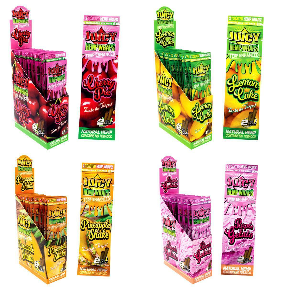 JUICY TERP ENHANCED FLAVORED HEMP WRAPS 2/PK - 25CT DISPLAY