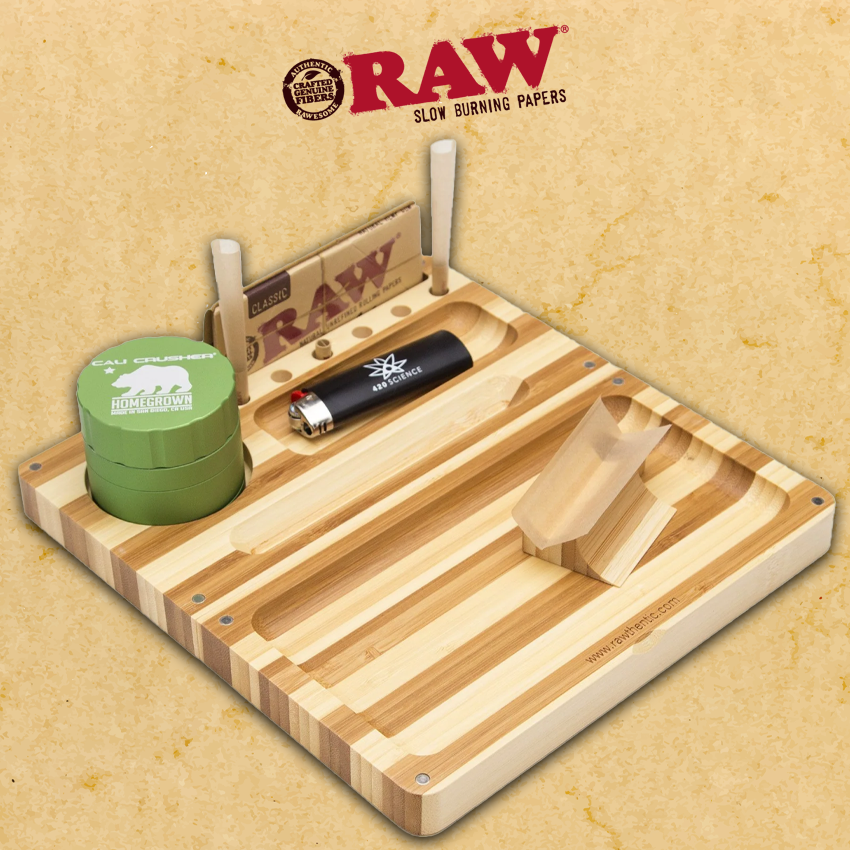 RAW BAMBOO BACKFLIP MAGNETIC ROLLING TRAY (RAW-TRAY19)