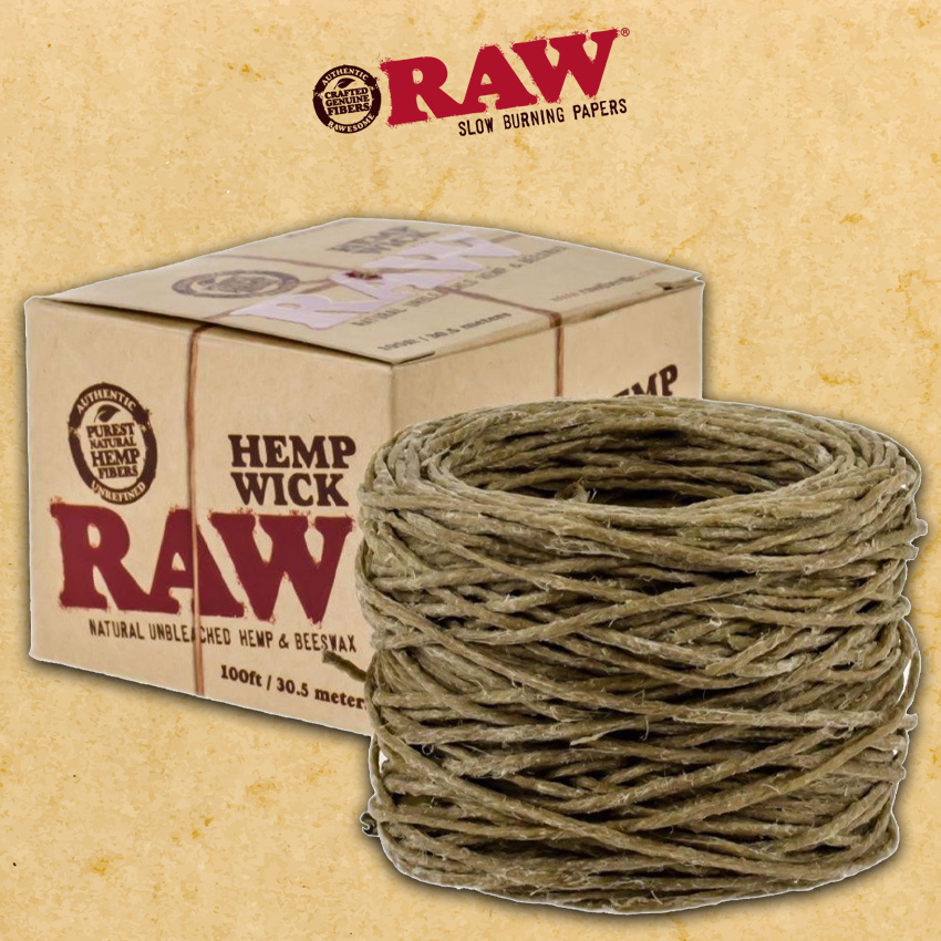 RAW NATURAL HEMPWICK ROLLS - 100FT (RAW40)