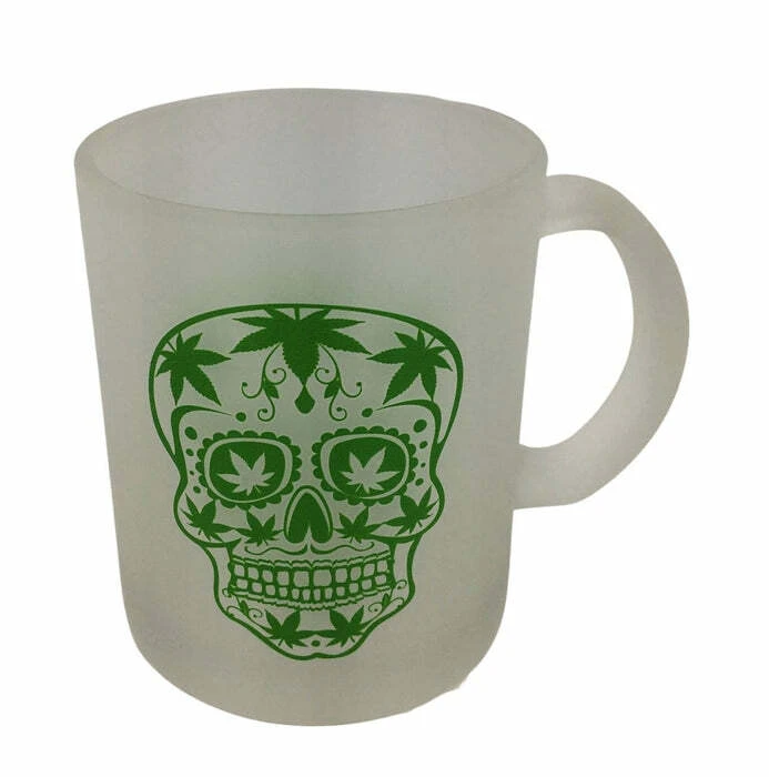 FROSTED / SUGAR SKULL 16Oz GLASS COFFEE MUG