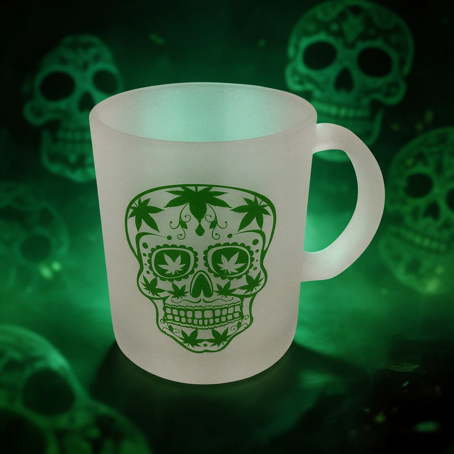 FROSTED / SUGAR SKULL 16Oz GLASS COFFEE MUG