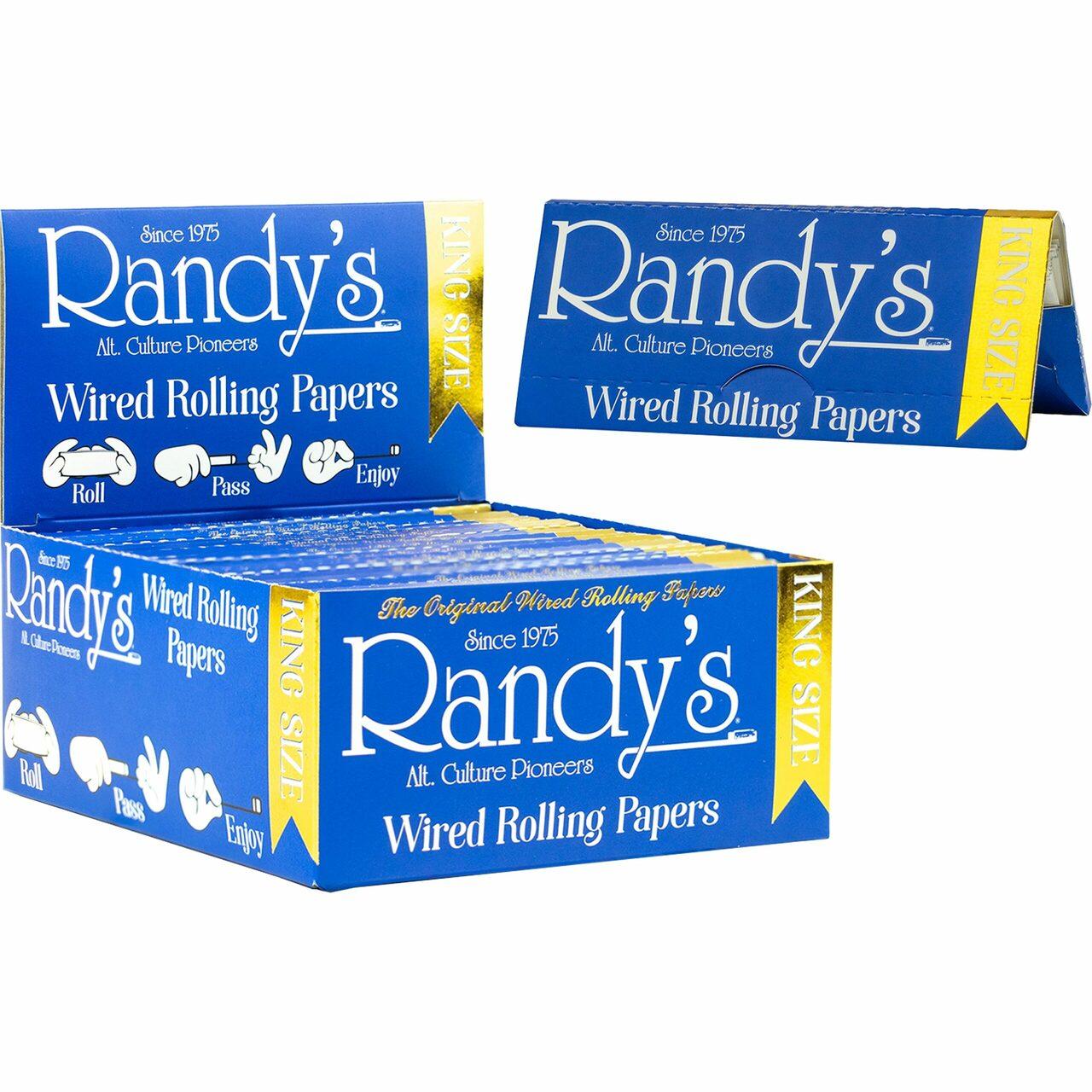 RANDYS CLASSIC KING SIZE WIRED ROLLING PAPERS - 25CT DISPALY