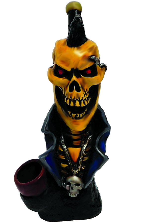 HAND CRAFTED MOHAWK SKULL HANDPIPE 7