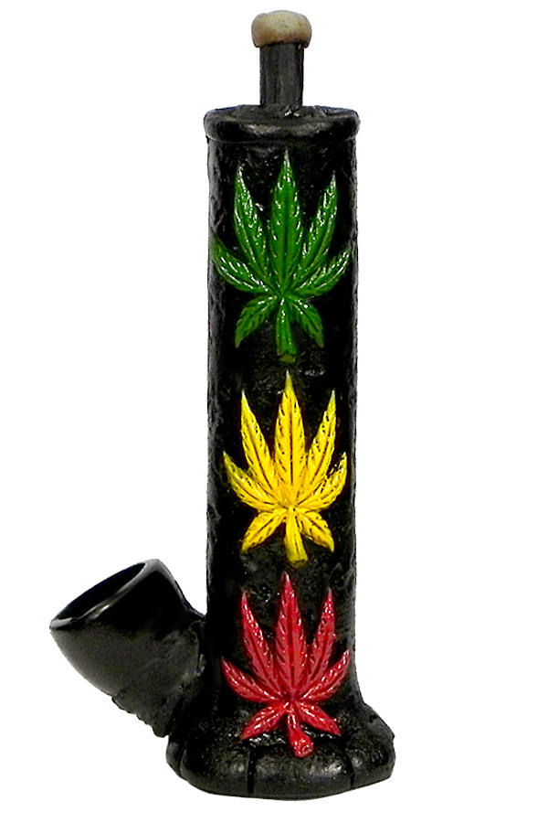 HAND CRAFTED 3 LEAF RASTA HANDPIPE 7