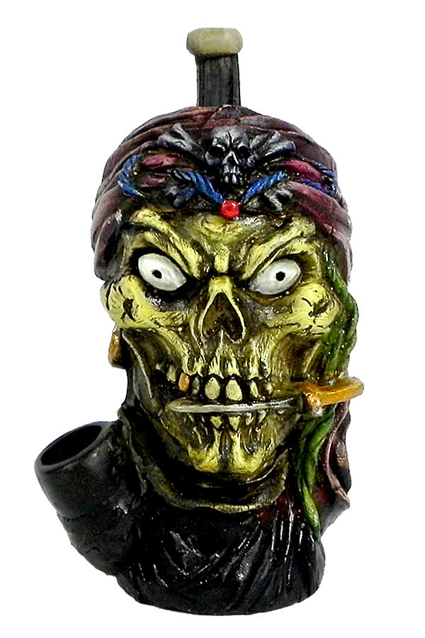 HAND CRAFTED SWASHBUCKLER SKULL HANDPIPE 7