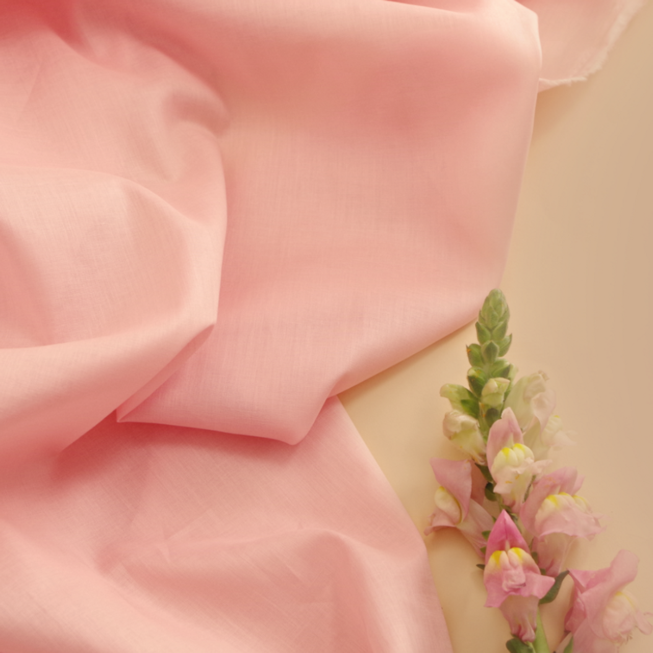 organic lightweight cotton muslin in blush color, 70 gr/m2