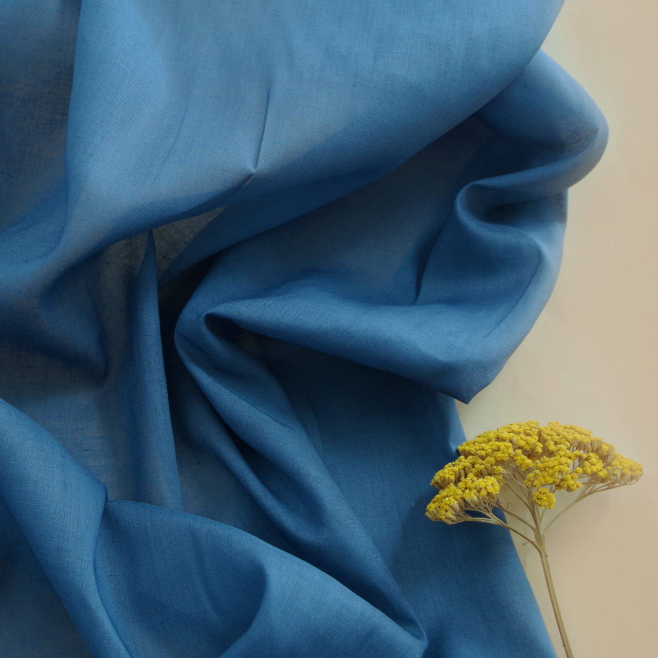 organic lightweight cotton muslin in blue, 70 gr/m2