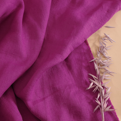 magenta linen fabric, fuchsia linen fabric by the meter, Amsterdam fabrics, organic linen bright colors