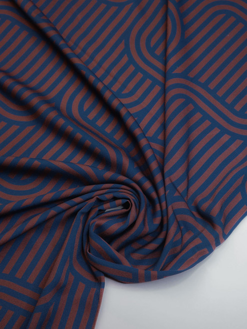 rust and blue viscose printed fabric rust and blue viscose printed fabric