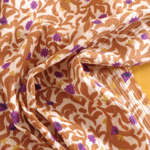 indian block printed double gauze cotton fabric