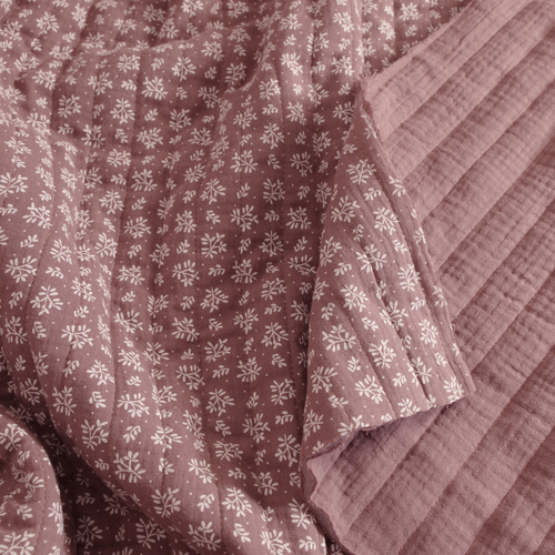 quilted double gauze floral print brown