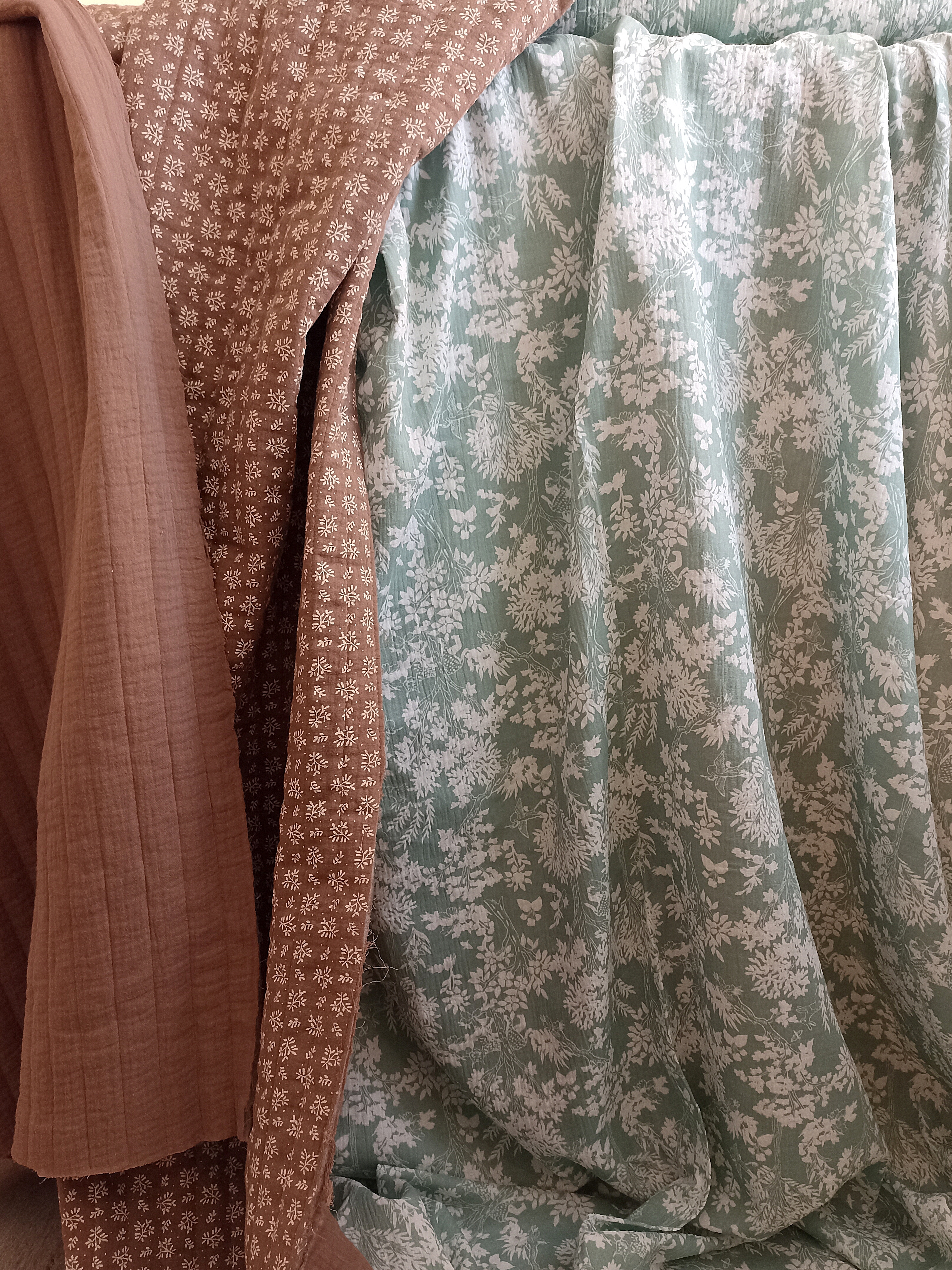 quilted fabric, cute padded double gauze