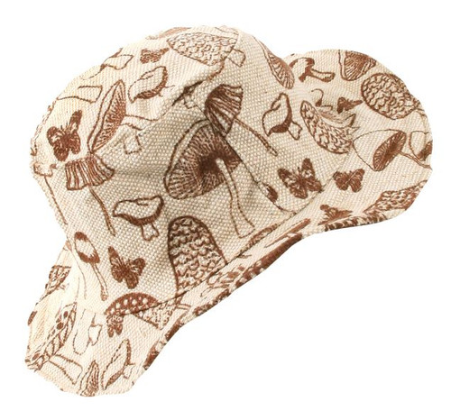 - 100% cotton

- As shown

- Printed mushroom & butterfly designs

- Flexible wire brim
