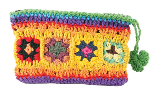 - Colorful cotton crochet

- 6" x 4"

- Assorted colors

- Zipper pocket