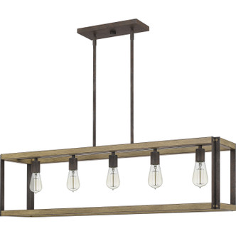 Quoizel Finn Five Light Island Chandelier in Rustic Black - FNN542RK